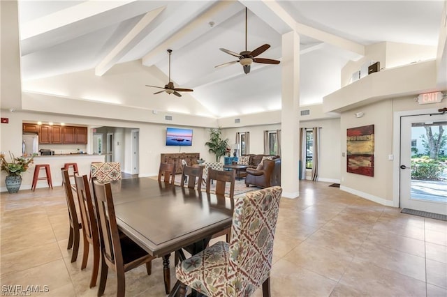 5960 Grey Fox Run, Fort Myers, FL 33912 - dining room featuring light tile patterned floors, ceiling fan, and baseboards