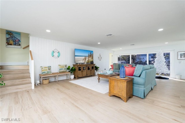 living room featuring light hardwood / wood-style flooring