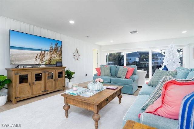 living room featuring light hardwood / wood-style floors