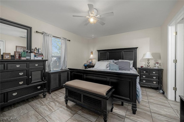 bedroom featuring a ceiling fan