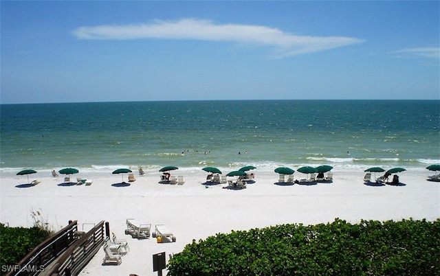 property view of water with a beach view