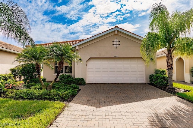 view of front of property with a garage