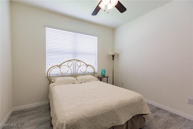 bedroom featuring ceiling fan