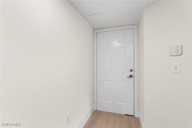 doorway featuring light wood-type flooring