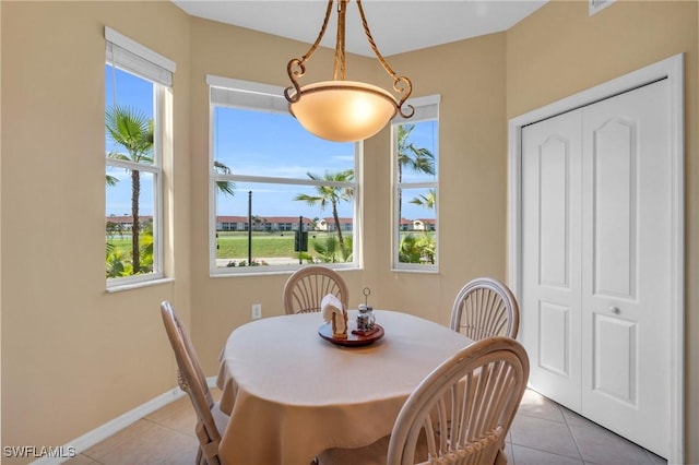 dining room featuring light tile patterned flooring and a healthy amount of sunlight