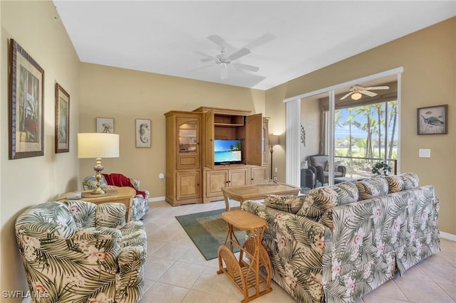 view of tiled living room