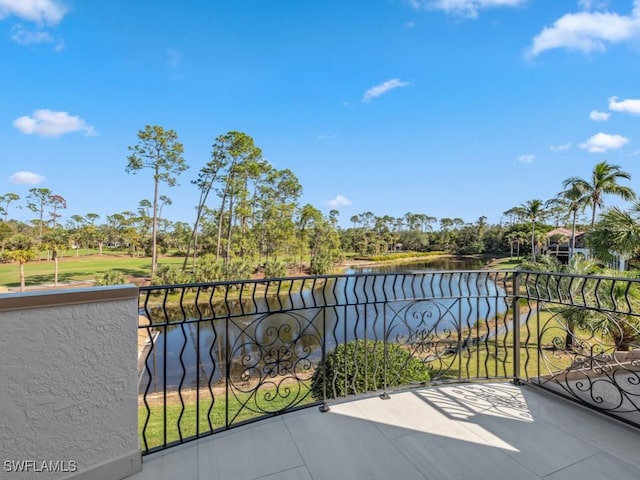 exterior space with a water view