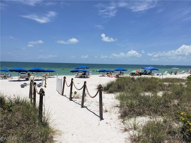 property view of water with a beach view