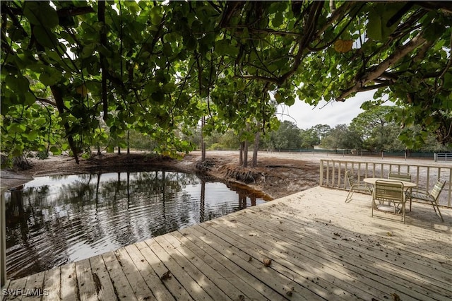 view of dock featuring a water view