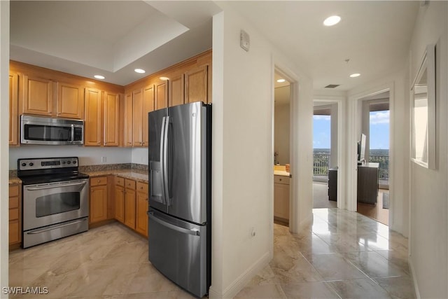 kitchen featuring stainless steel appliances and stone countertops