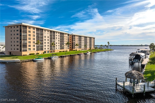 view of water feature featuring a boat dock