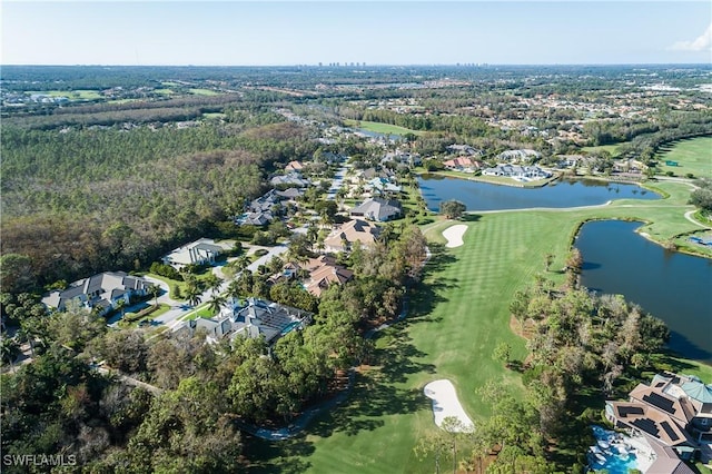 bird's eye view featuring a water view