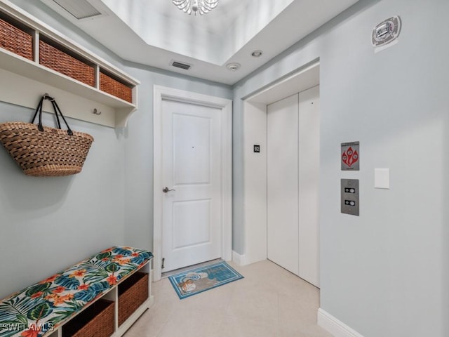 mudroom featuring elevator