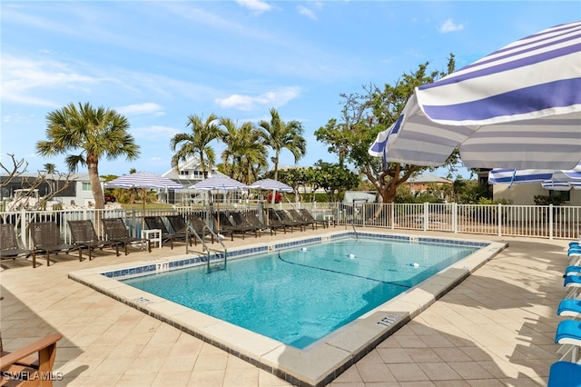 view of pool featuring a patio area