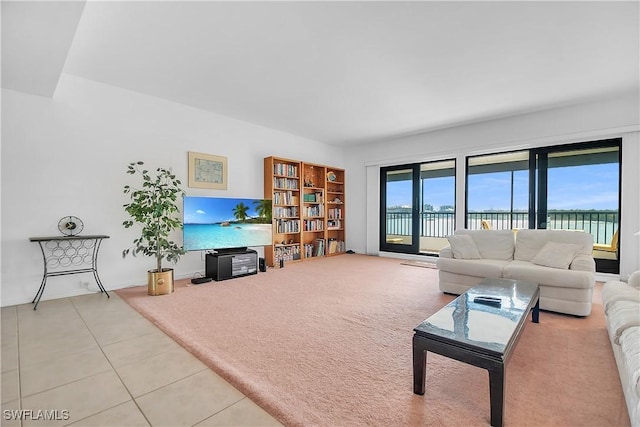 view of tiled living room