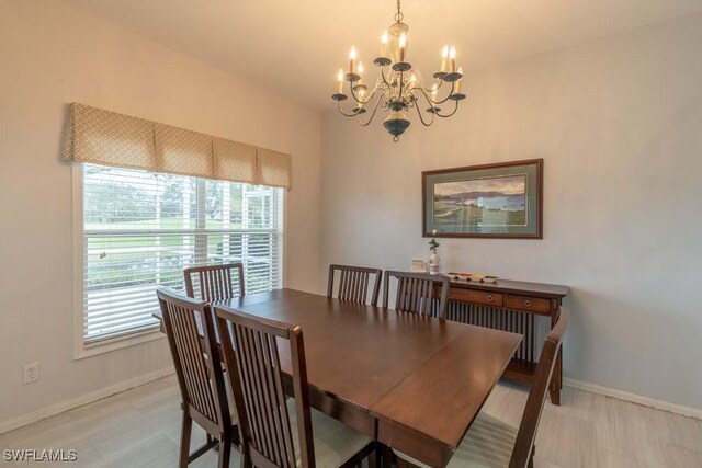 dining room with an inviting chandelier