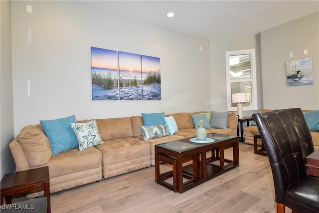 living room with light wood-type flooring