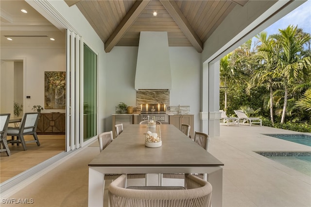 view of patio / terrace featuring grilling area and an outdoor kitchen