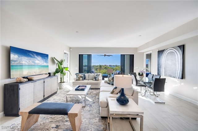 living room featuring light hardwood / wood-style floors