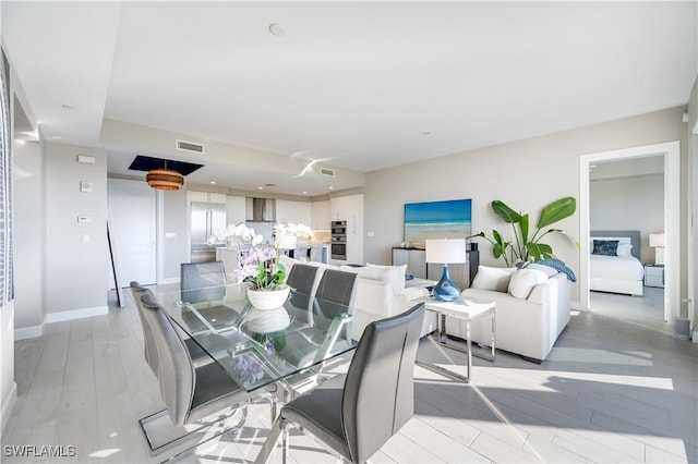 dining area featuring light hardwood / wood-style flooring