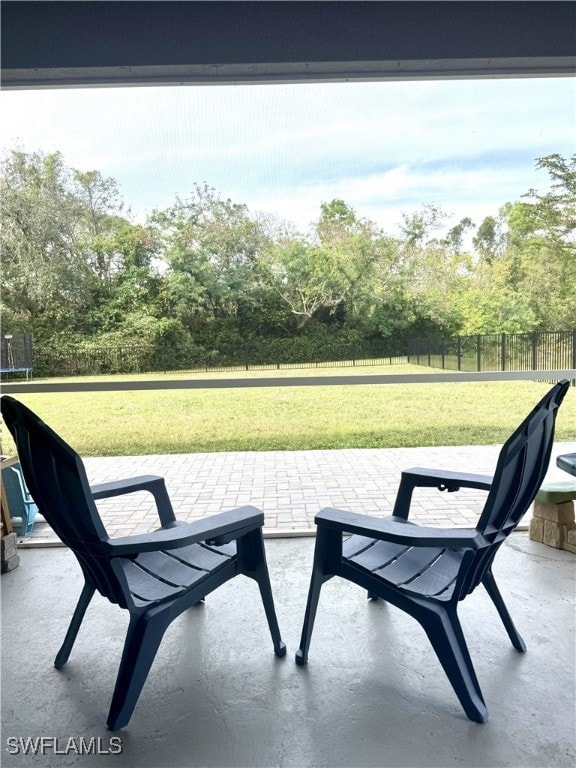 view of patio with a trampoline