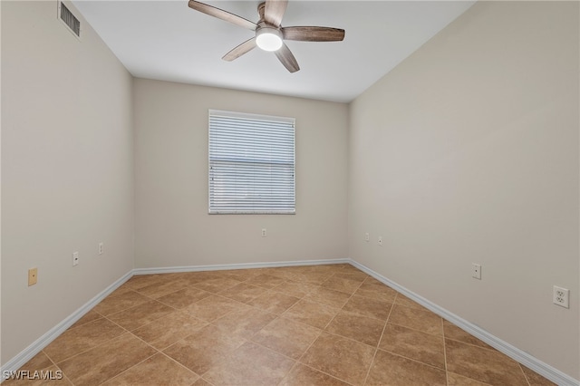 spare room featuring ceiling fan