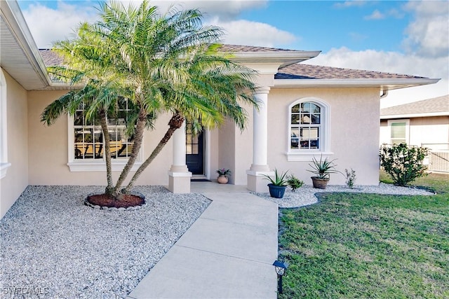 doorway to property featuring a yard