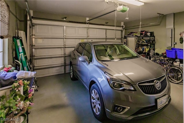 garage with a garage door opener