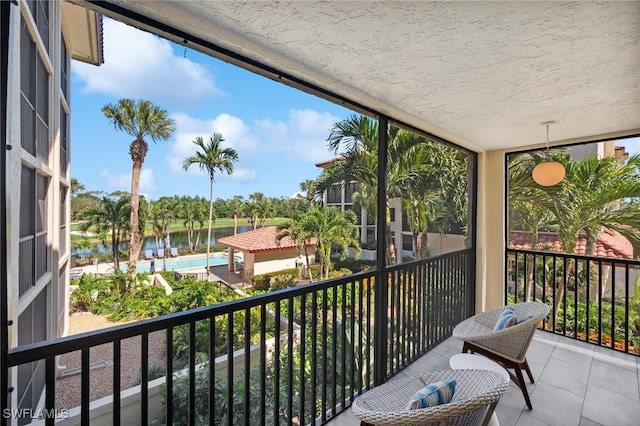 balcony with a water view