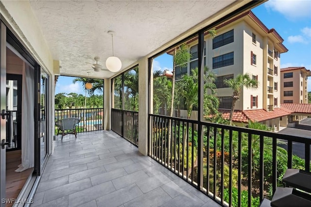 balcony with ceiling fan