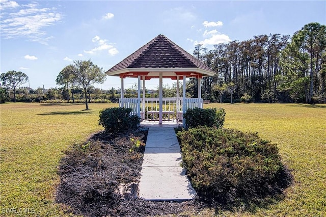 view of yard with a gazebo