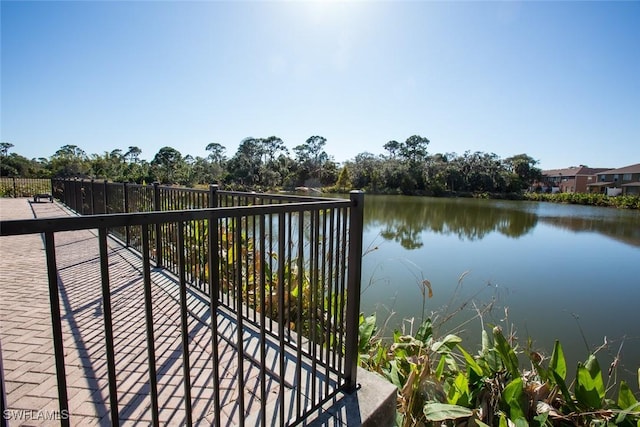 exterior space featuring a water view