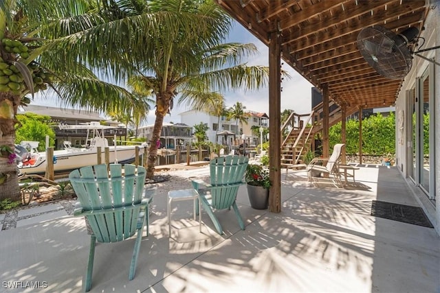 view of patio / terrace featuring a dock