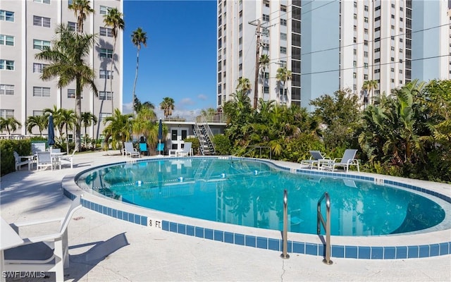 view of pool featuring a patio area