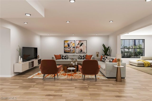 living room featuring light hardwood / wood-style floors