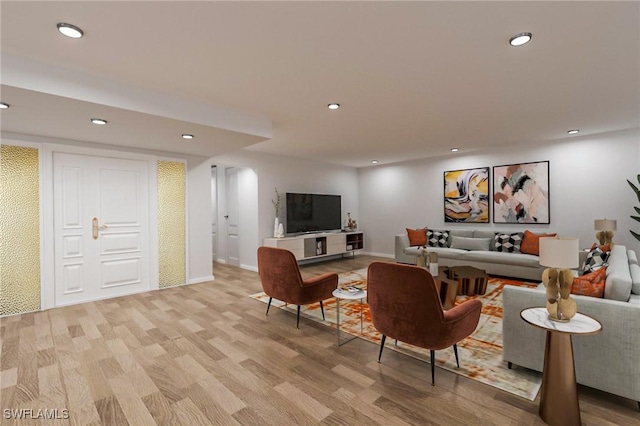 living room featuring light hardwood / wood-style flooring