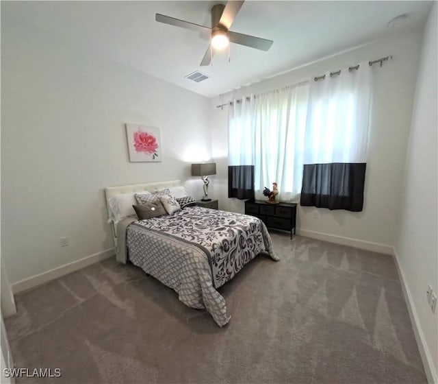 bedroom with carpet and ceiling fan