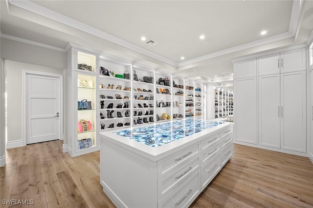 walk in closet featuring light hardwood / wood-style floors