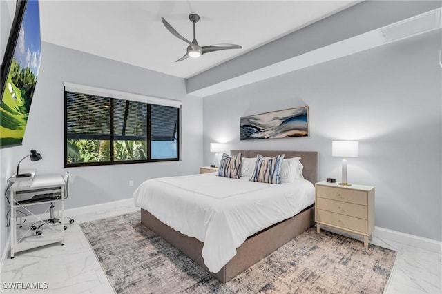 bedroom featuring ceiling fan