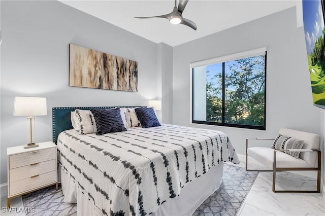 bedroom featuring ceiling fan