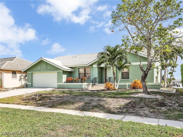 single story home with a garage