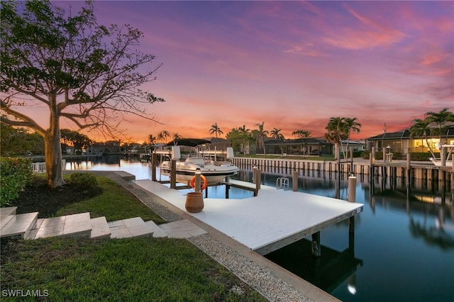 view of dock featuring a water view