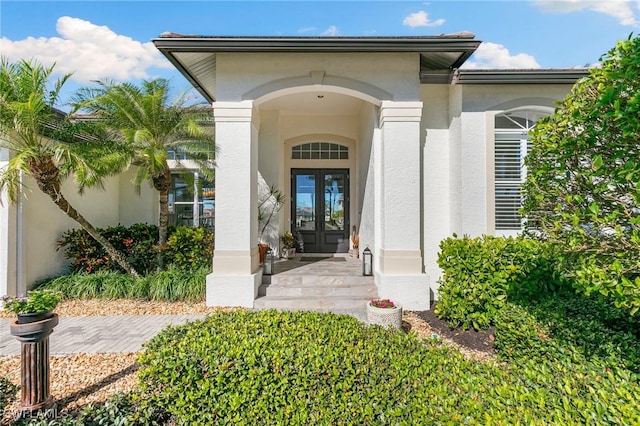 doorway to property featuring french doors