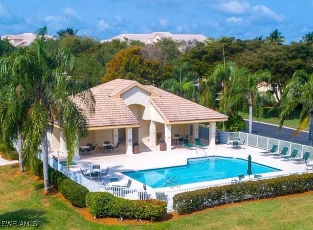 view of pool featuring a patio