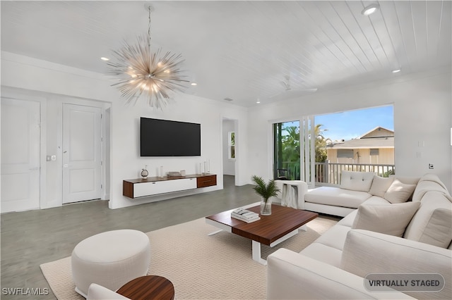3190 Shell Mound Blvd, Fort Myers Beach, FL 33931 - living room with a chandelier and recessed lighting
