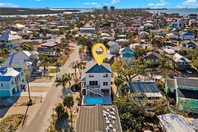 3190 Shell Mound Blvd, Fort Myers Beach, FL 33931 - birds eye view of property featuring a water view and a residential view