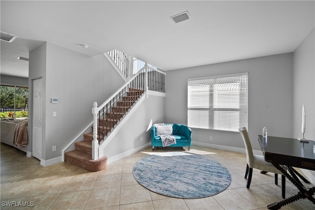 interior space featuring tile patterned flooring