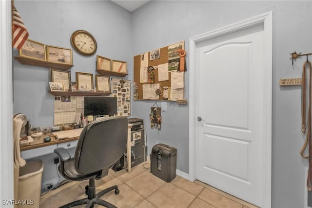 view of tiled home office