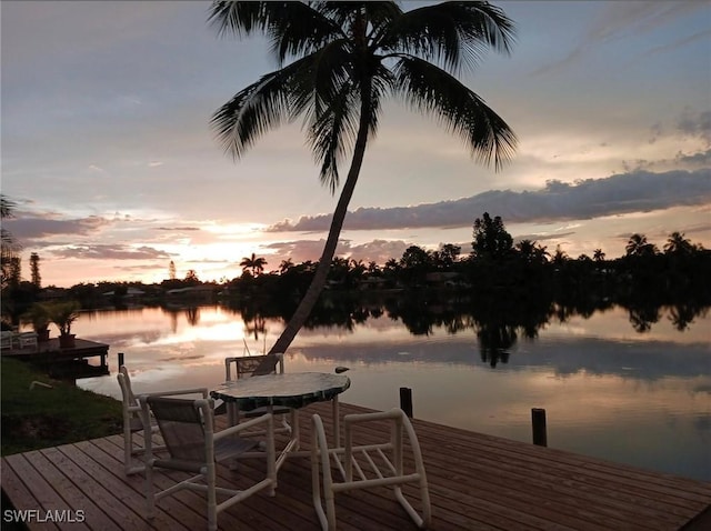 view of dock featuring a water view