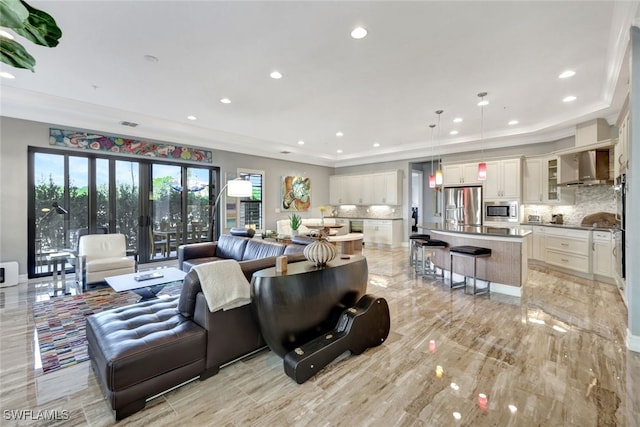 living room with french doors